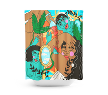 Rideau de douche par l'artiste Kezna Dalz pour la compagnie de rideaux de douche Costume de bain à Montréal, Canada. - Shower curtain by artist Kezna Dalz for shower curtains company Costume de bain in Montreal, Canada.