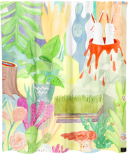 Agathe BB, Agathe Bray-Bourret, illustrateur, artiste, montreal, rideau de douche, shower curtain, artist, home decor, home accent, bathroom, bathroom design, artwork, design, print, jungle, rêves, dreams, costume de bain